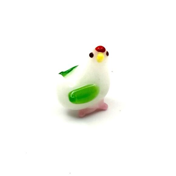 Vintage glass miniature bird micro mini figurine rooster hen Chicken - Picture 1 of 5